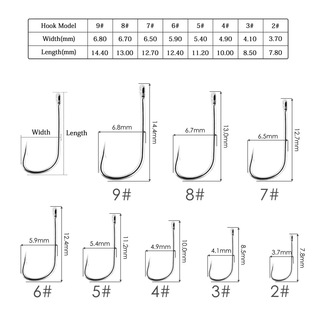 100 pièces hameçons de pêche pinte crochet avec yeux mer crochet en acier inoxydable blanc grande ti