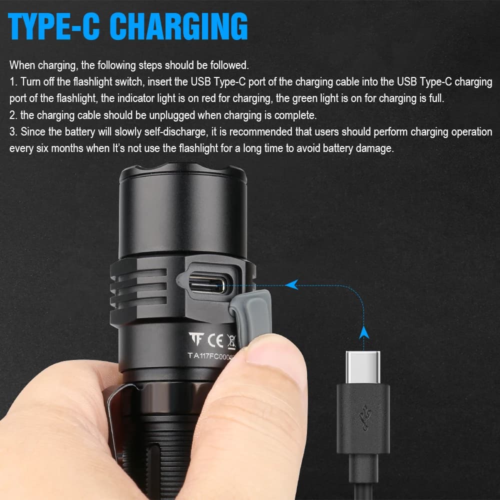 Trustfire T21R lampes de poche LED tactiques 2600LM Type C USB Rechargeable 21700 éclairage extérieu
