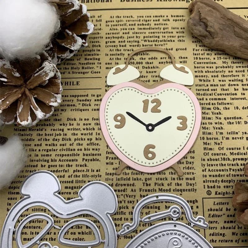 Matrices de découpe en métal de décoration de réveil d'amour, carte en papier d'album de scrapbookin