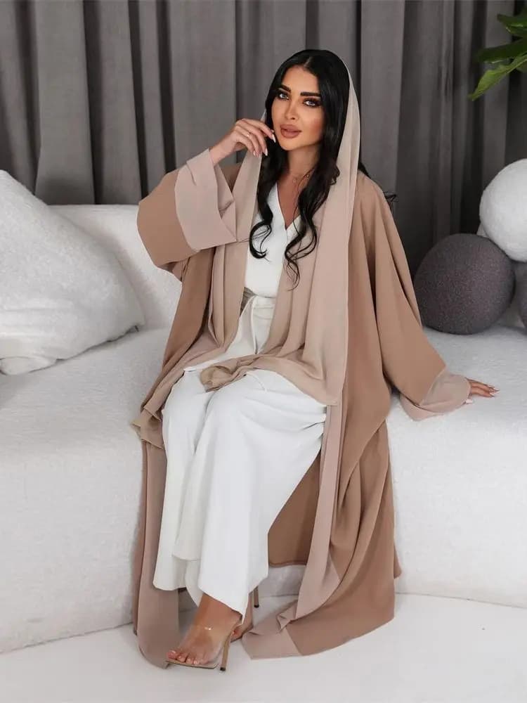 Abaya-Kimono Musulman Blanc pour Femme, Robe Longue, Kaftan, Islam Arabe, Jalabiya, Dubaï, Turquie, 