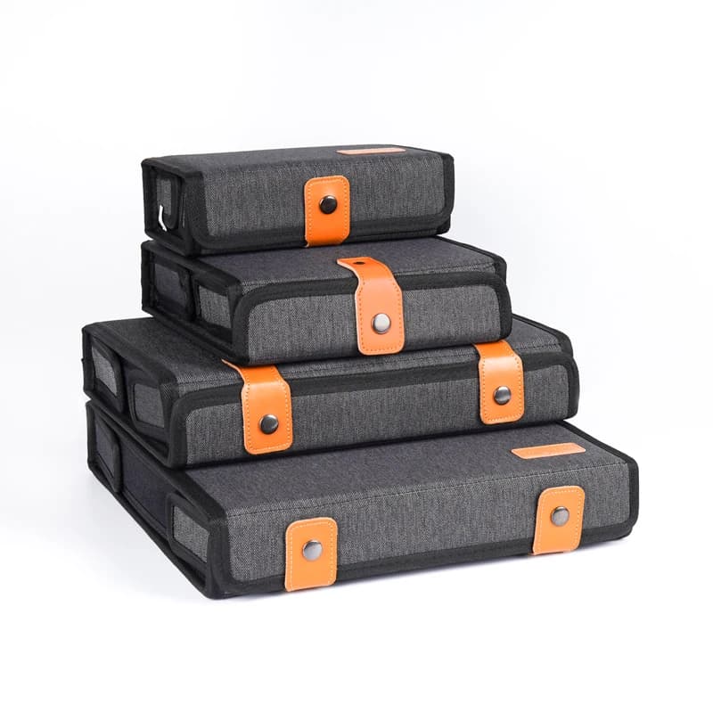 Sac de Rangement Numérique Polyvalent en Tissu 4 Tans, Étui à Compartiments Parfaits pour Écouteurs 