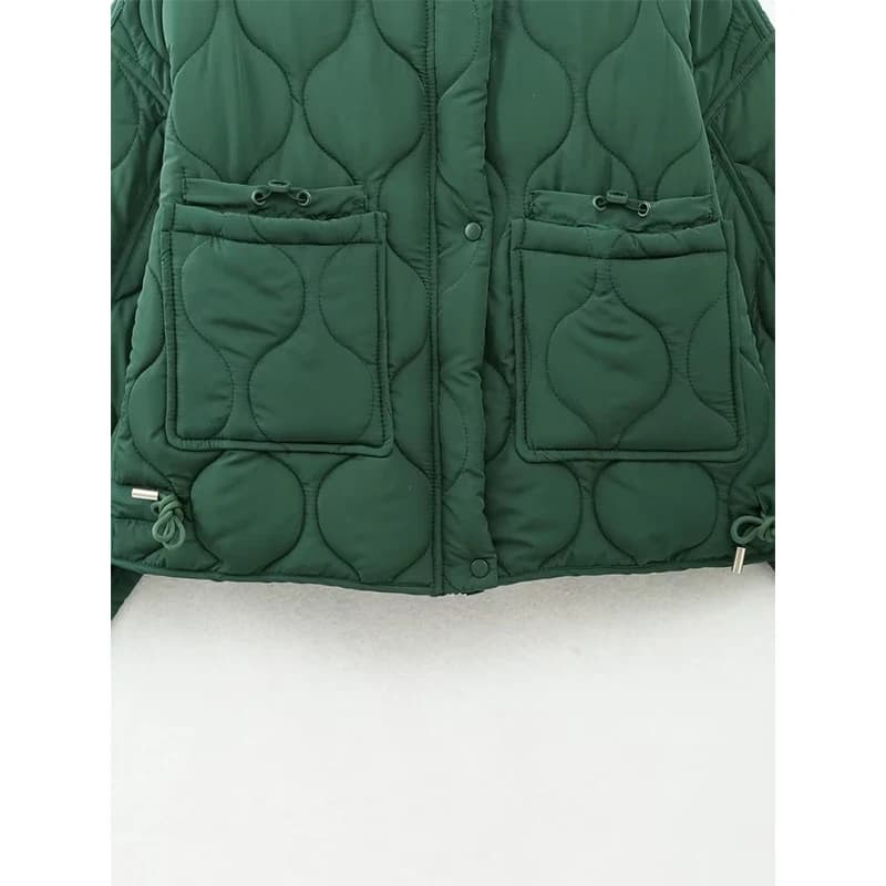 YENKYE nouveau automne femmes veste matelassée à manches longues poches femme Vintage manteau surdim