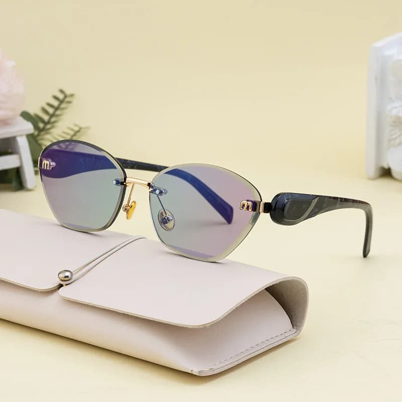 2025 nouvelles lunettes De soleil œil De chat femmes hommes mode sans monture polygone lunettes De s