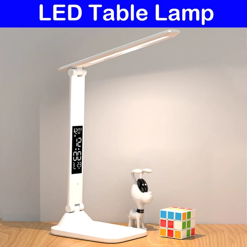 Lampe de Table pliante USB lecture tactile réglable Protection des yeux avec réveil thermomètre LED 