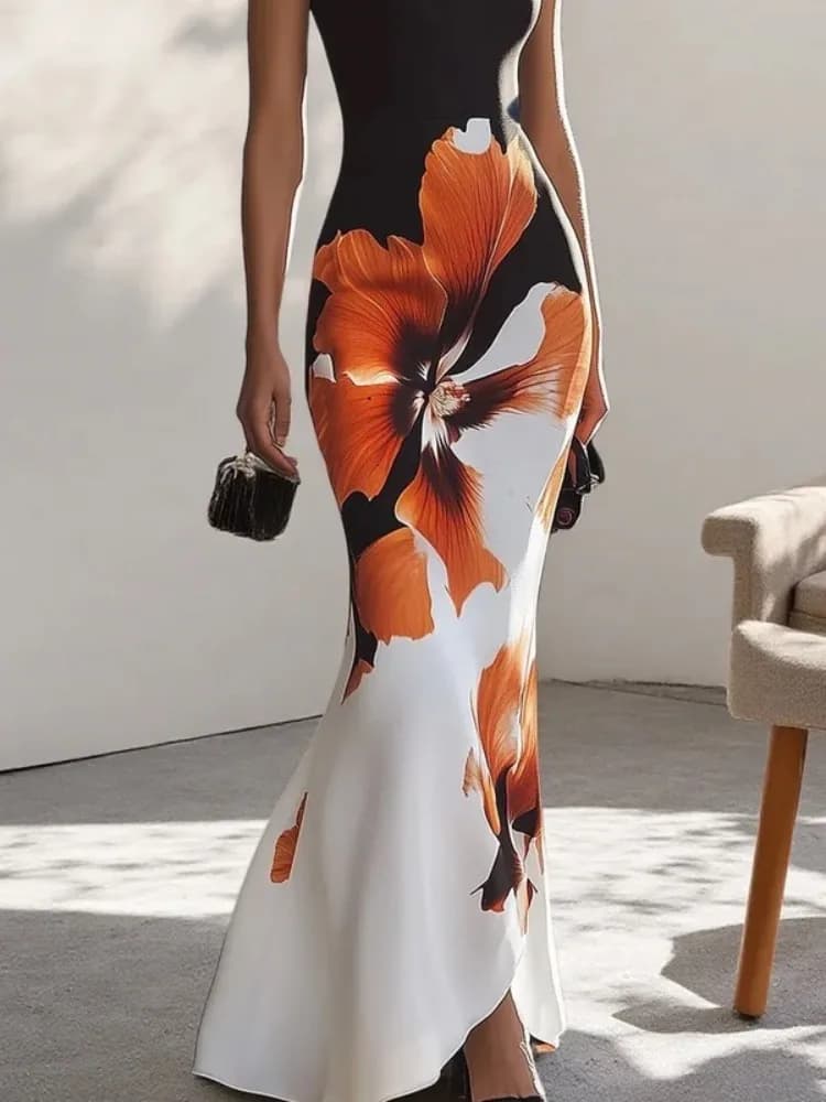 Gymystars – Robe de soirée slim sans manches, imprimé floral, tenue élégante et Sexy pour femmes, Ro