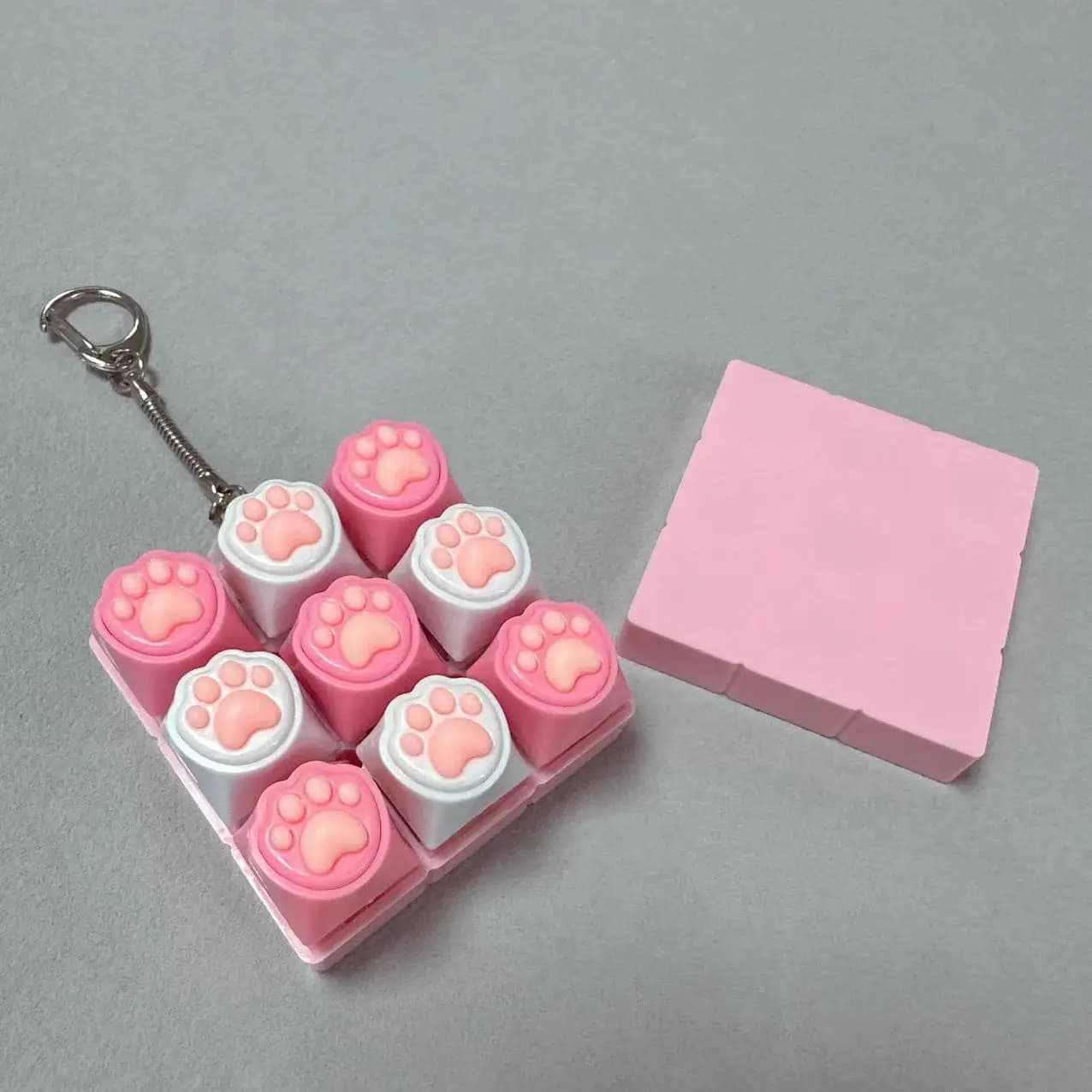 Porte-clés Patte de Chat Mignonne, Clavier à 9 Touches, Décompression, Bouton Clicker Anti-Stress po