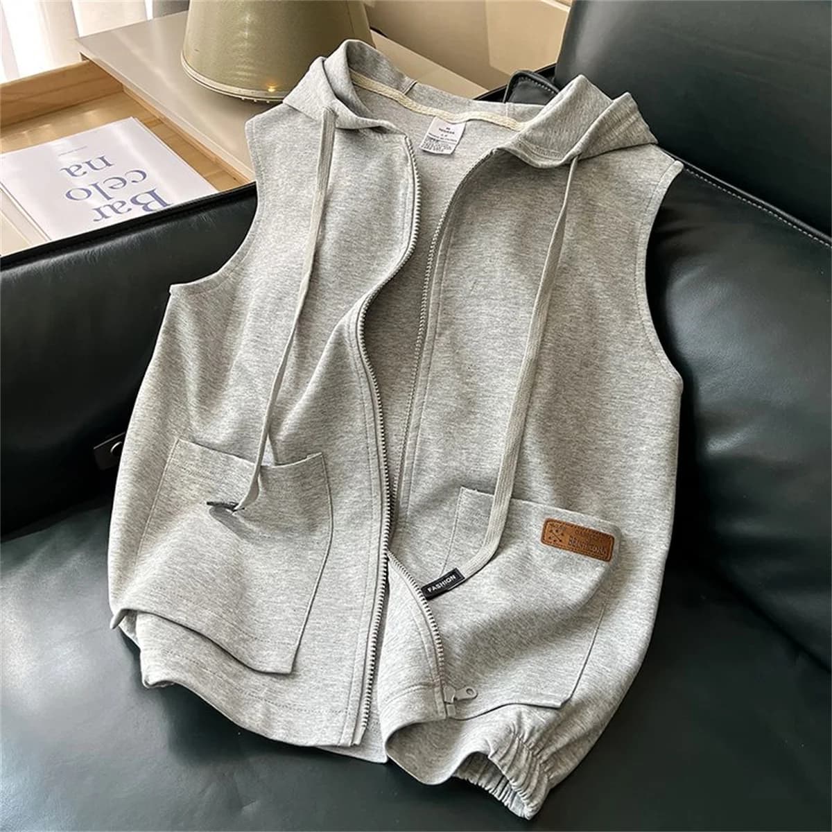 Sweat-shirt à capuche sans manches pour homme, vêtement polyvalent et Simple, tendance, vitalité, no