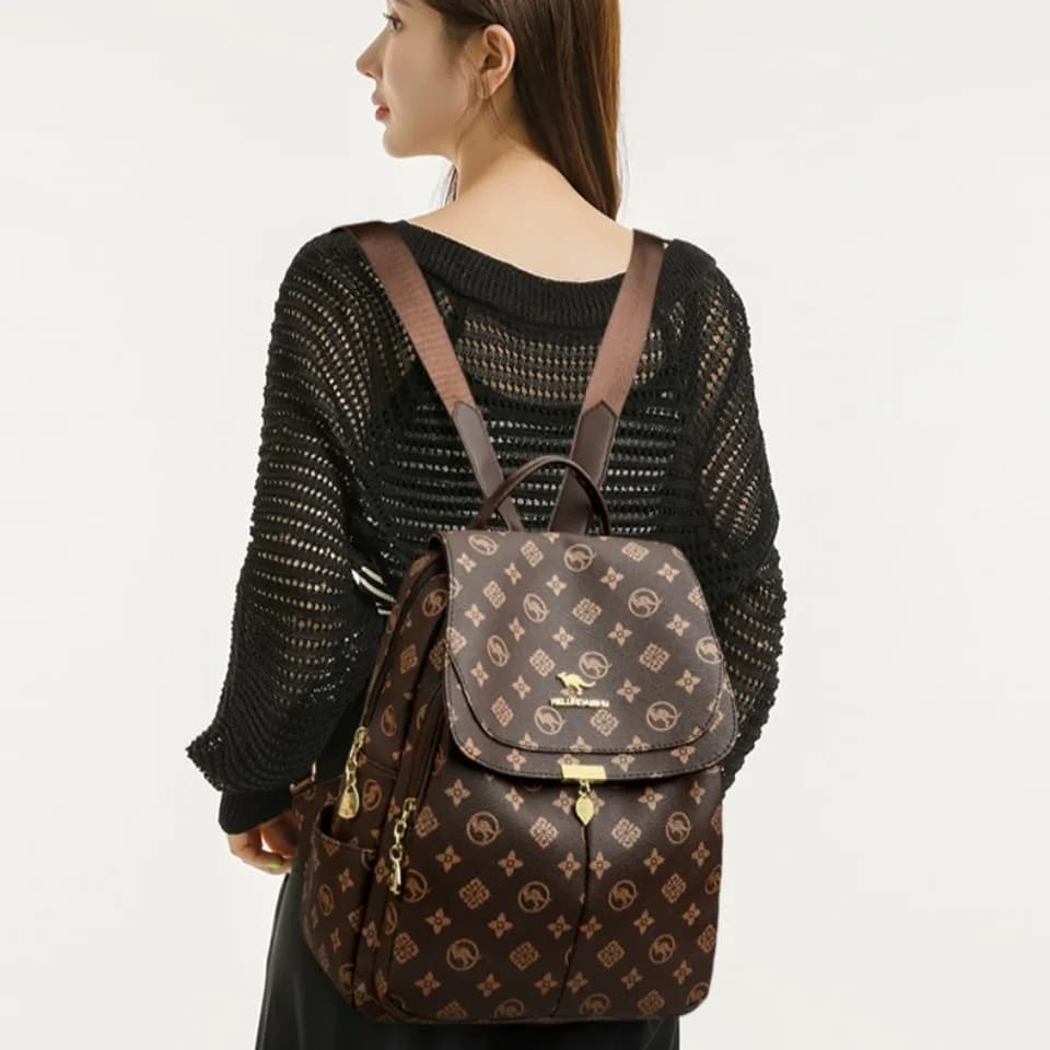 Sacs à Dos imprimés kangourou classiques Sac à Dos en Cuir Pu pour femmes Sac d'école à bandoulière 
