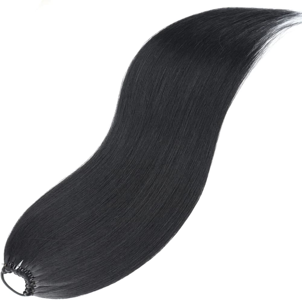 Extensions de queue de cheval synthétiques noires tressées naturelles, postiche longue et lisse avec