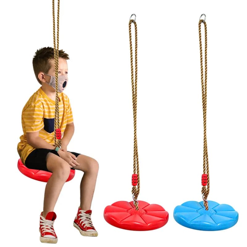 Balançoire à disque pour enfants, Sports d'intérieur et d'extérieur, rouge et bleu, pétale octogonal