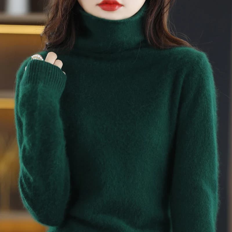 Pull en cachemire de vison à col haut pour femme, pull basique, mode astronomique, automne, hiver, 2
