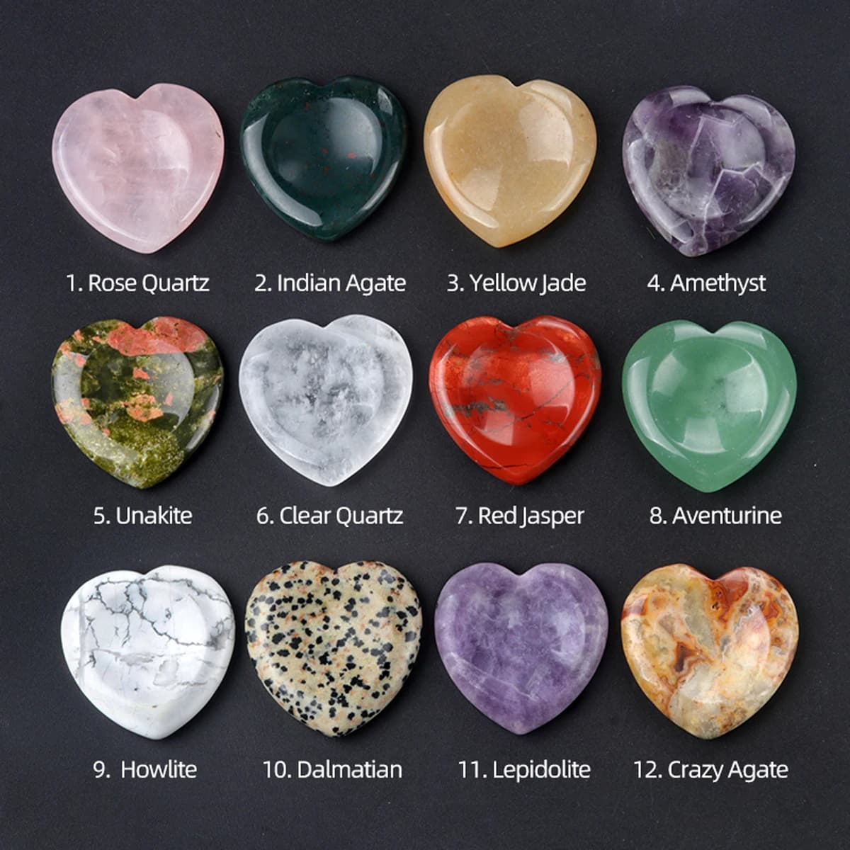 40mm coeur cristal souci pierre paume thérapie énergétique Reiki guérison Massage Quartz méditation 