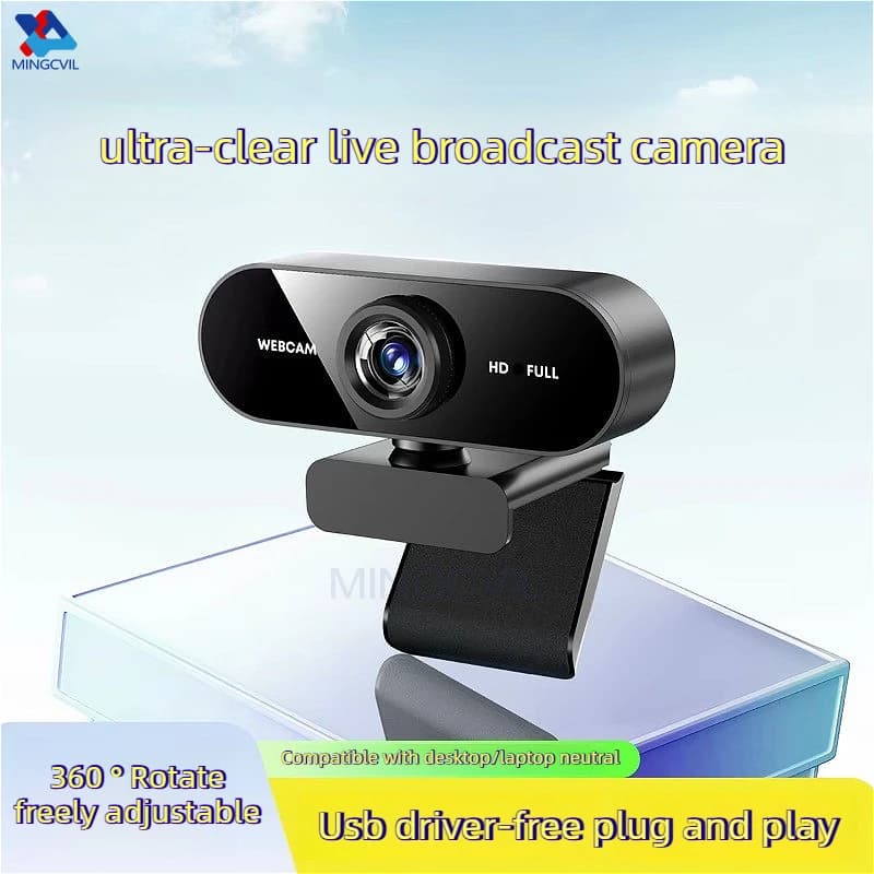 MINGCVIL Mini webcam HD 1080P avec microphone, interface USB, compatible avec ordinateur portable et