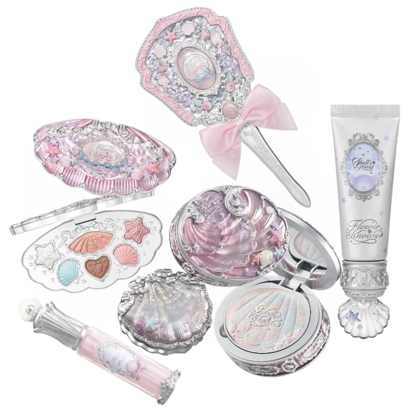 Ensemble de maquillage Flower Know Shells Jewel pour femmes - Fard à paupières, blush, gloss à lèvre