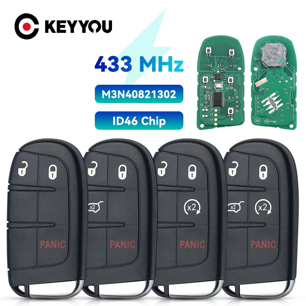 KEYYOU Remplacement Clé à distance intelligente à 5 boutons M3N 40821302   Fob 433MHz pour Jeep Gran