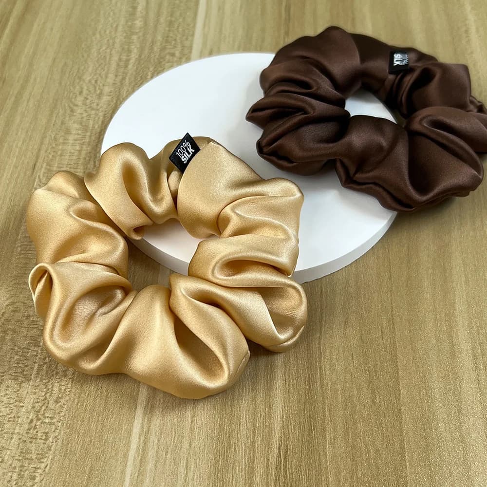 Chouchous en soie de mûrier 100%, bande de caoutchouc élastique, attaches pour cheveux, grandes cord