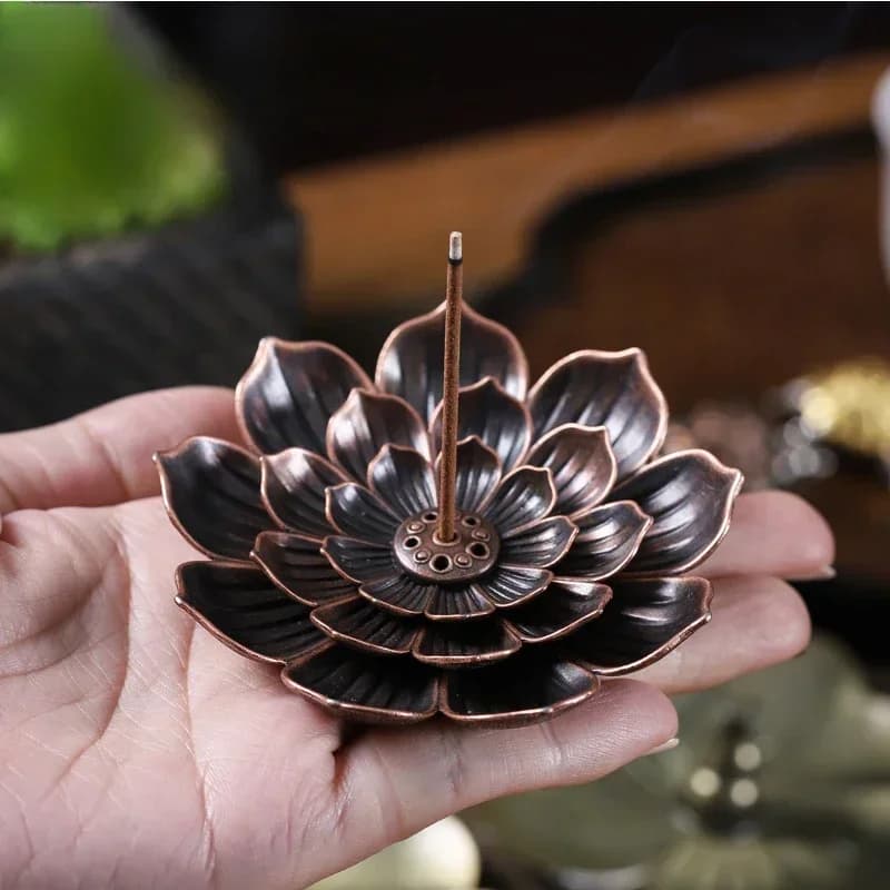 Porte-encens pour bâtons, brûleur d'encens en alliage créatif à 3 niveaux, porte-bâton d'encens Lotu