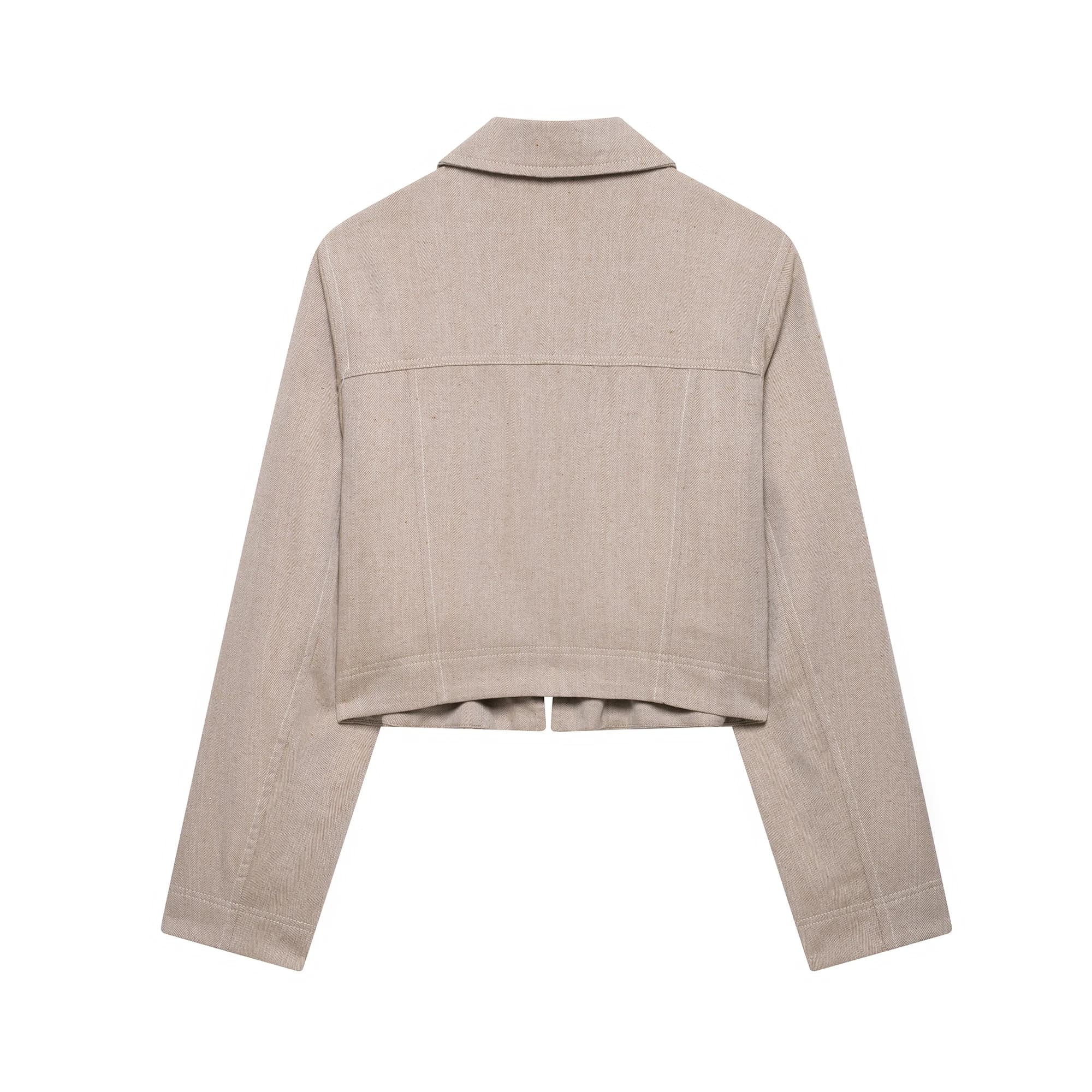 Ensemble pantalon décontracté pour femmes, fermeture éclair à revers, haut court, pantalon droit, co