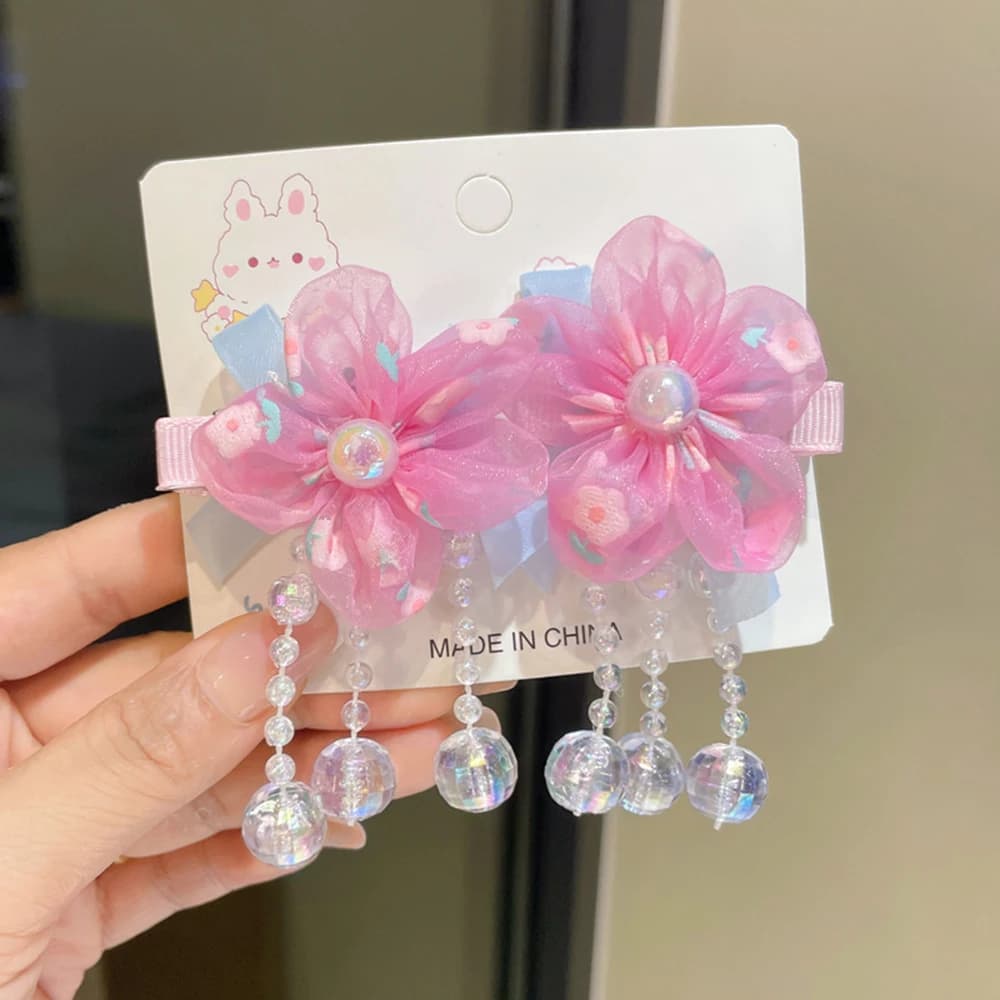 Coiffure Hanfu pour enfants, pompon fleuri, Clip de Style ancien, accessoires pour cheveux, épingle 