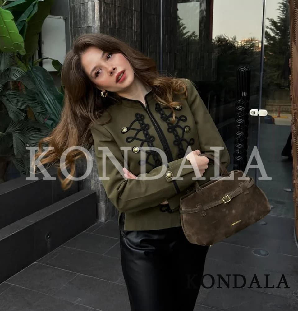 KONDALA – Nouvelle veste Napoléon élégante pour femme, tendances printemps 2026, style vintage, cint