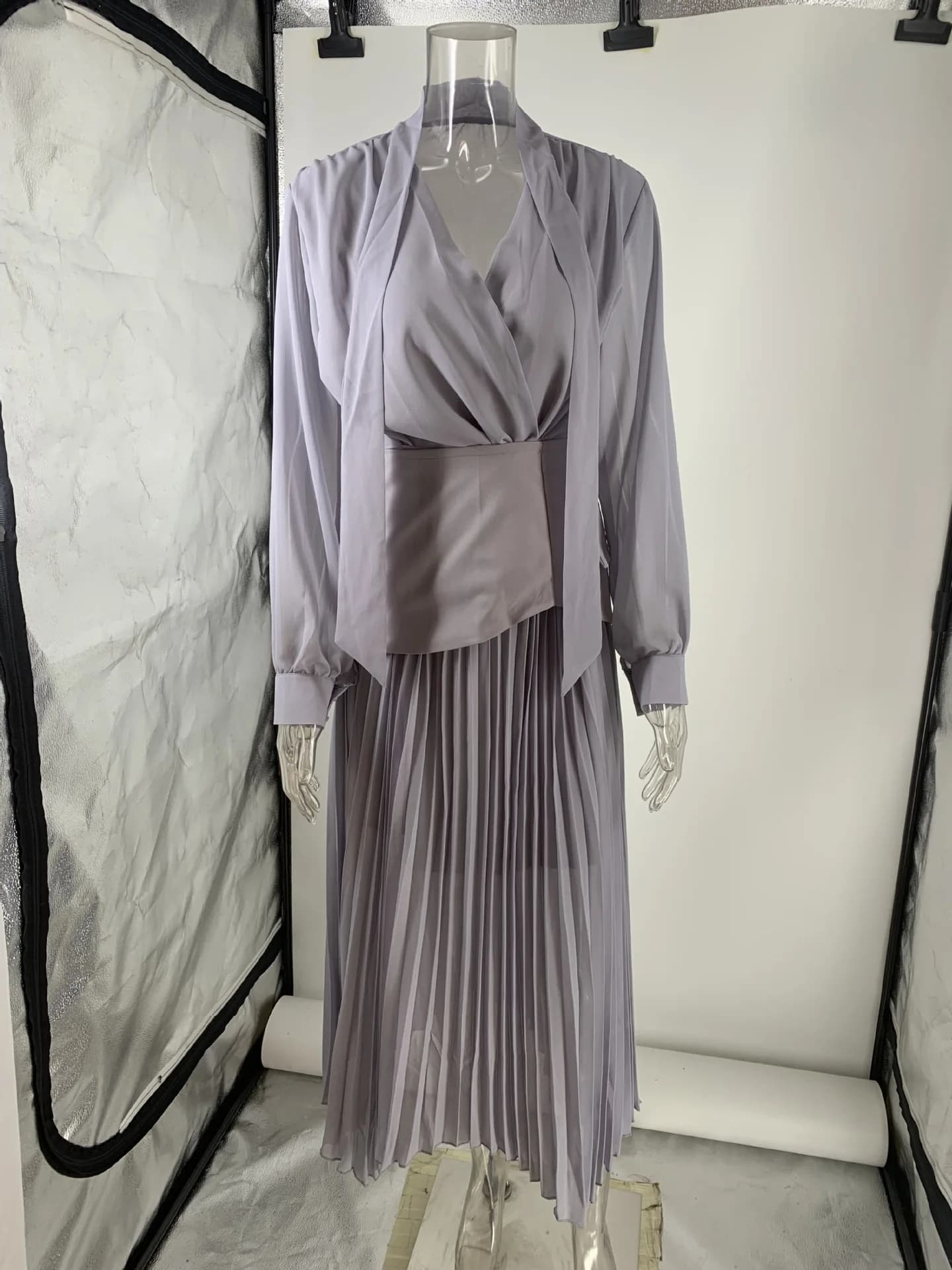 Ensemble deux pièces en mousseline de soie pour femmes, jupe de trajet, tenues amples élégantes, man