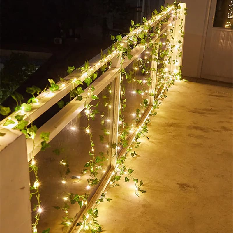 Guirxiété lumineuse verte pour sapin de Noël, fleur, cuir chevelu, vigne artificielle, lumières dégr