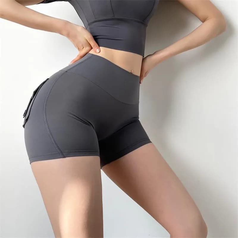 TRY TO BN Shorts de sport taille haute pour femmes, collants de yoga, leggings froissés, push-up, gy