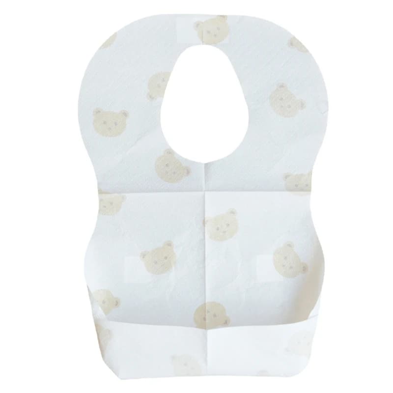 Paquet de 50 bavoirs jetables pour bébés âgés de 6 mois à 2 ans, bavoir d'alimentation ours de dessi