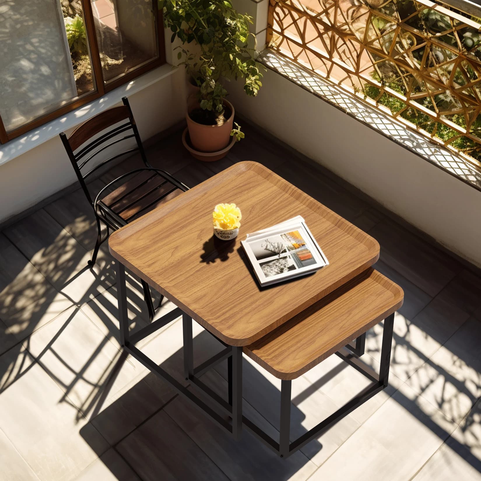 Ensemble de table basse industrielle, table d'appoint vintage empilable, gain de place, meubles de s