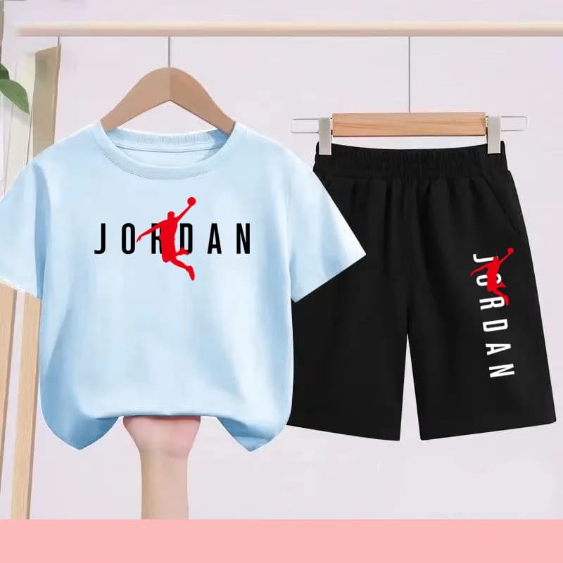 Ensemble robe et short d'été noir et blanc pour enfants, adapté aux enfants de 3 à 12 ans, avec moti