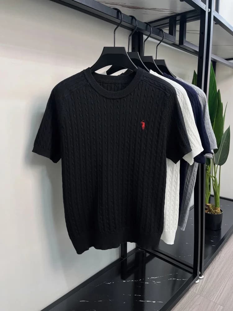 Haut de gamme marque de luxe t - shirt hommes nouvelle tendance jacquard exquis poney brodé été Casu