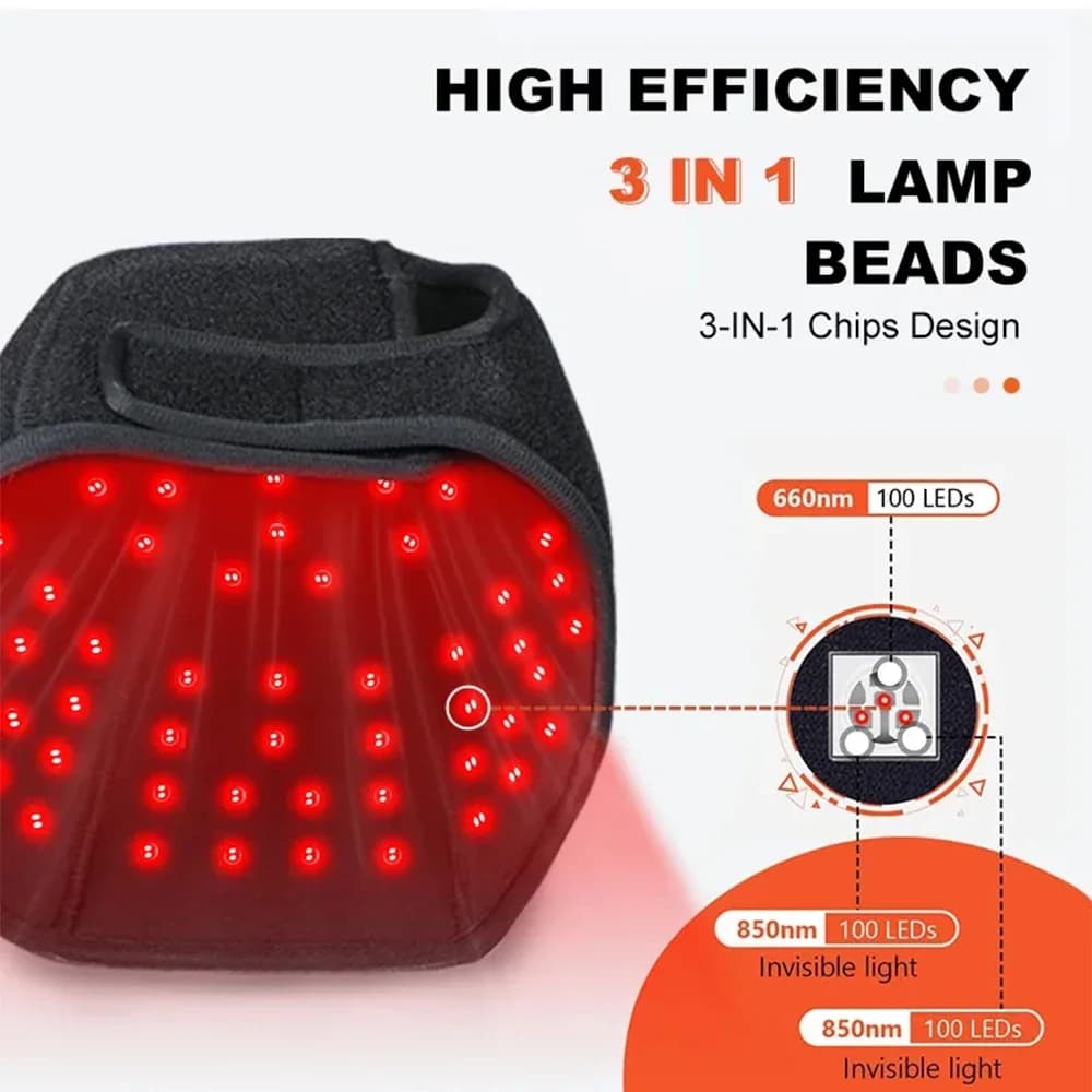 Casquette de luminothérapie LED 100 pièces, lumière rouge et infrarouge 660nm et 850nm, pour la repo