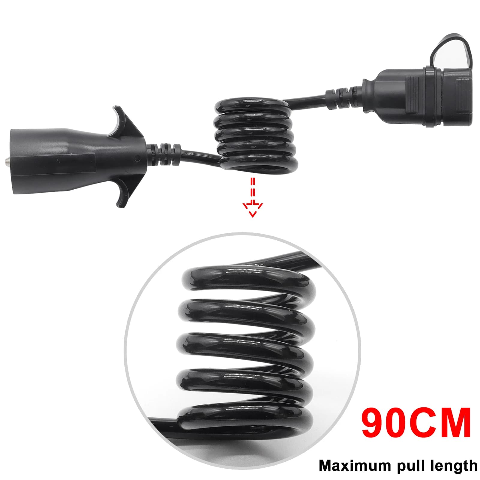 Connecteur de faisceau de câblage enroulé pour remorque plate, broche ronde à 4 voies, adaptateur, c