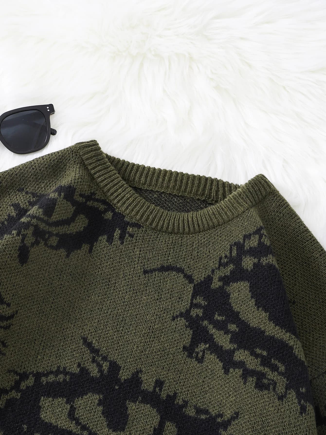 Nouveau populaire automne et hiver oeil abstrait motif Jacquard pull pull décontracté col rond trico