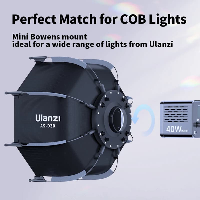​ Ulanzi AS-D30 30 cm boîte à lumière octogonale boîte à lumière rapide avec mini support Bowens pou
