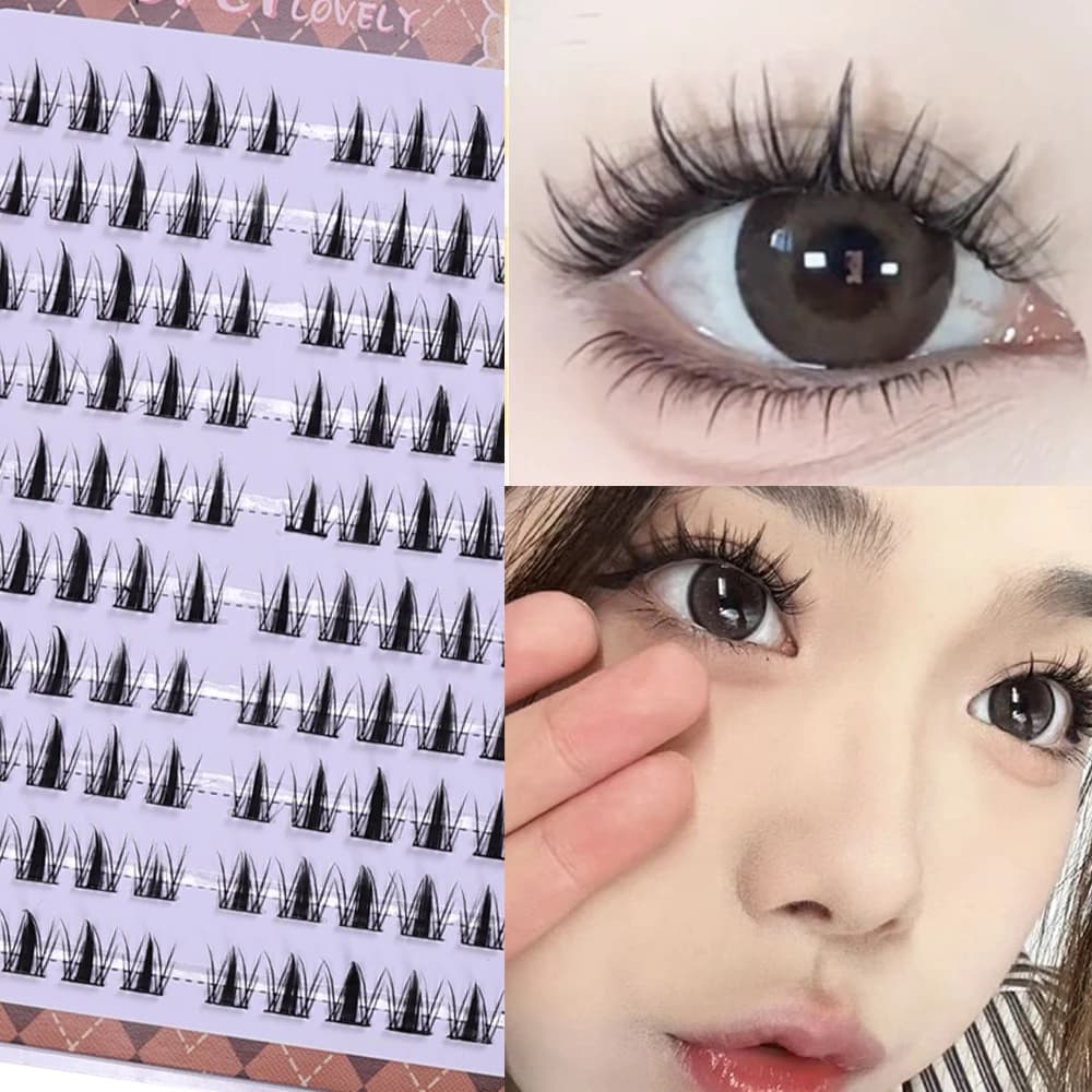 Cils en grappe auto-adhésifs DIY, 10 rangées/boîte, cils sectionnels de Style Manga sans colle, aspe