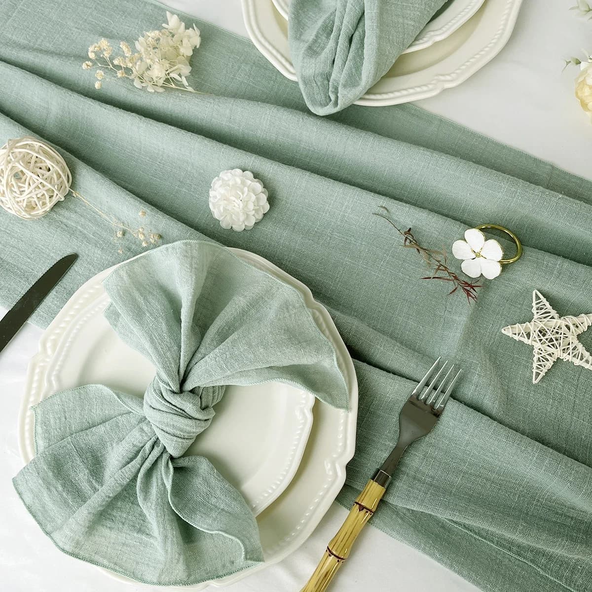 Serviettes en tissu de coton vert sauge, 100 pièces, gaze 30x30cm pour décoration de mariage, usage 