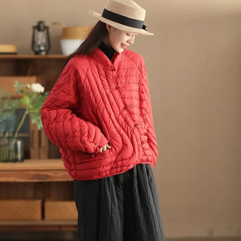 Veste en duvet de canard blanc ultraléger pour femme, manteau vintage, vêtements d'extérieur décontr