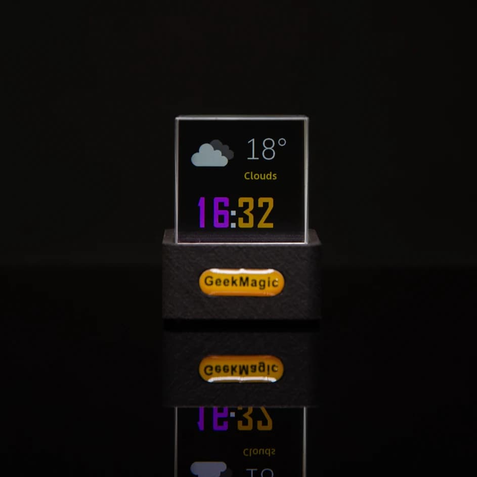 GeekMagic Mini Gadget de prévision météo à affichage en cristal avec Station d'horloge de bureau WiF
