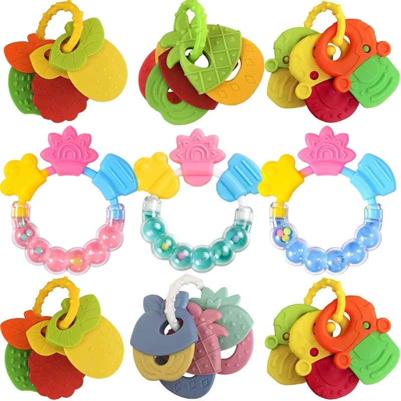TeWindsor-Hochet de dentition en caoutchouc souple pour bébé, jouets en silicone de qualité alimenta