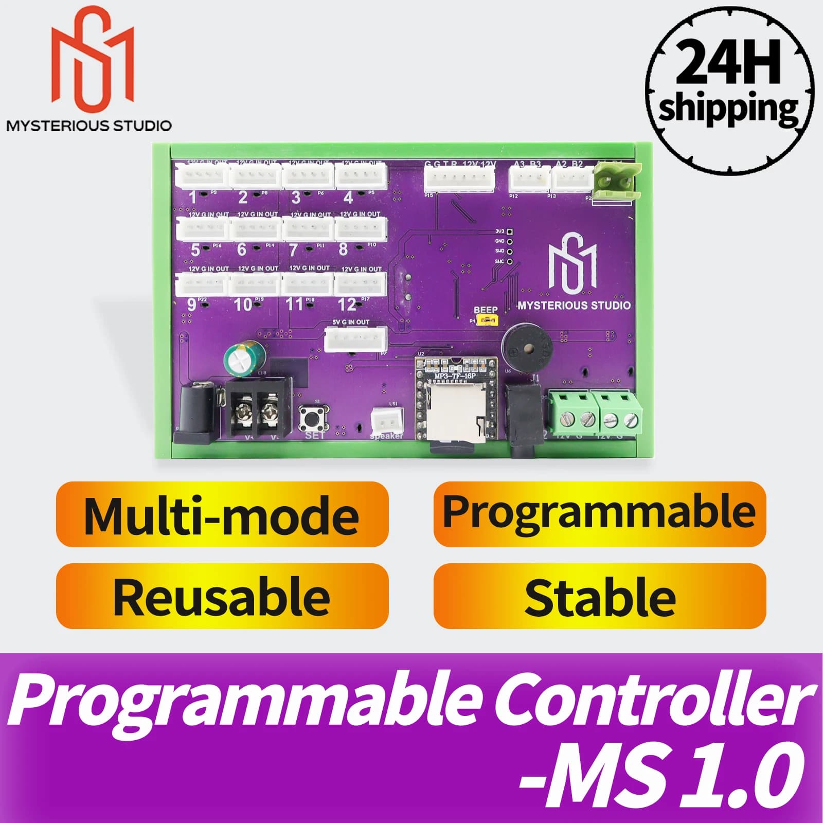 Accessoires de Salle d'Évasion Contrôleur Programmable, Circuit Imprimé Unique, 12 Ports avec Boîtie