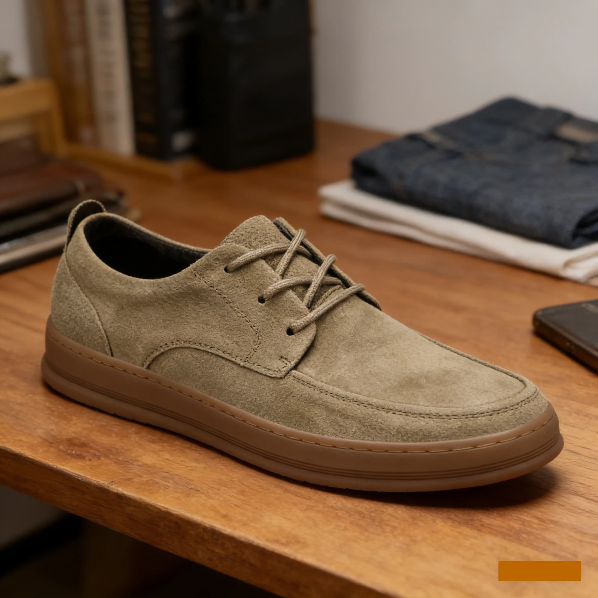 Chaussures décontractées en cuir suédé de haute qualité, baskets à lacets à talon bas, chaussures pl