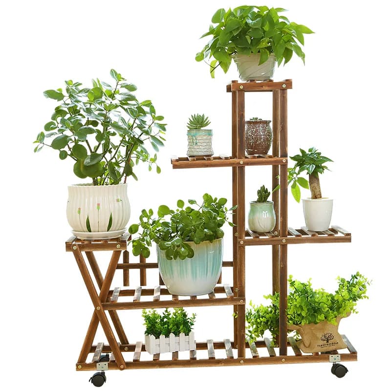 Support de fleurs de balcon en bois massif, support de plantes succulentes pour salon, support de bo
