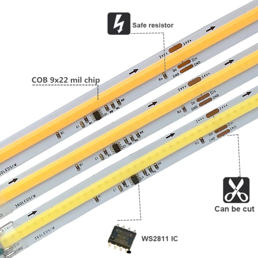 Bande lumineuse LED COB WS2811, bande de chasse pour course de chevaux, télécommande sans fil, puiss