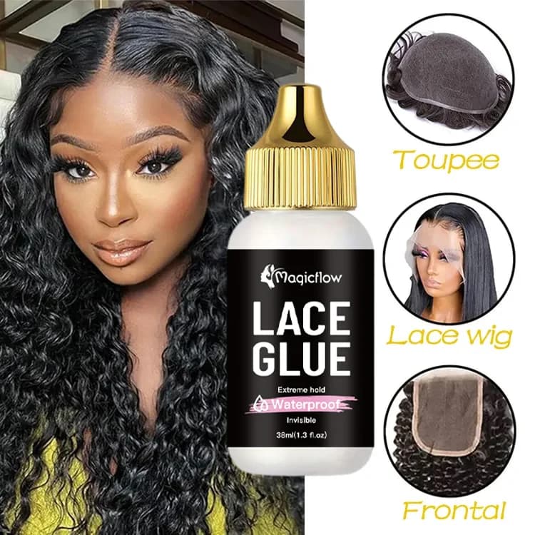 Colle pour perruque en dentelle imperméable, 38ml/1.03fl.oz, tenue extrêmement invisible, séchage ra