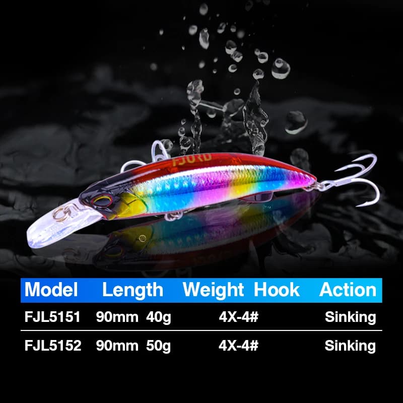 FJORD vairon lourd 90S 40g 50g leurre de pêche en mer d'eau salée tir sous-marin appâts artificiels 