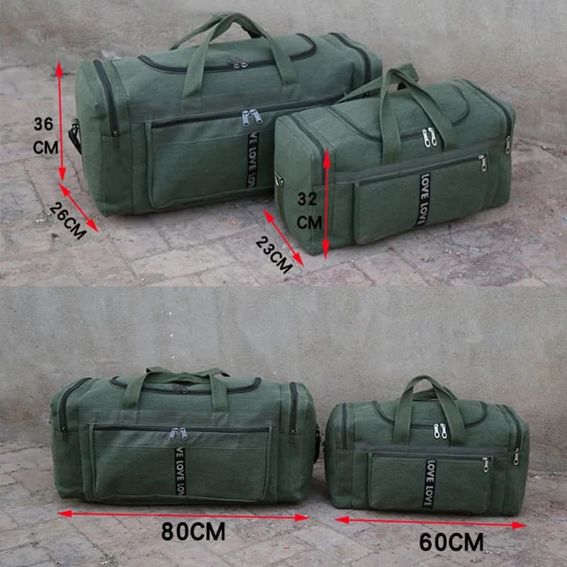 Grand sac polochon de voyage en toile imperméable pour hommes, sacs de rangement de bagages à bandou
