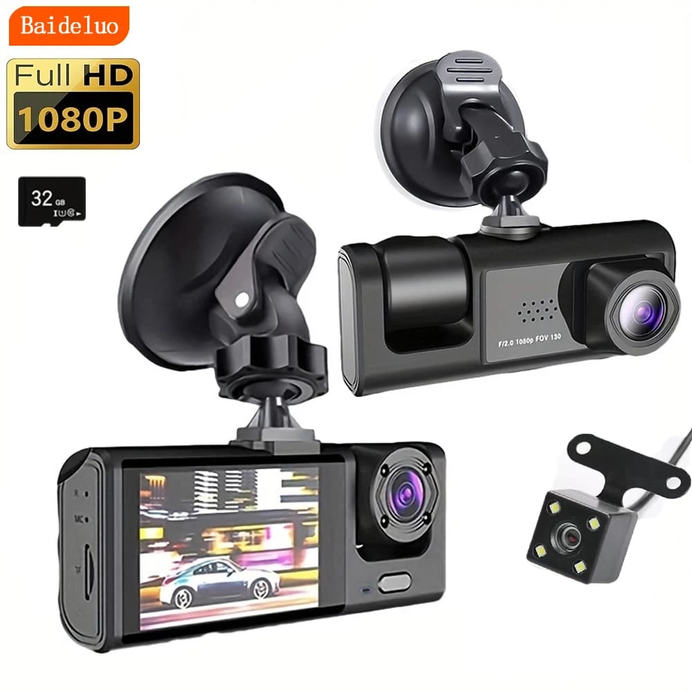 Caméra de tableau de bord double caméra 1080P pour voitures, avant et intérieure, caméra de voiture 