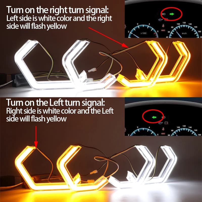 Clignotant LED Angel Eyes pour BMW, style figuré blanc et jaune, feu de voiture DRL, série 1, E81, E
