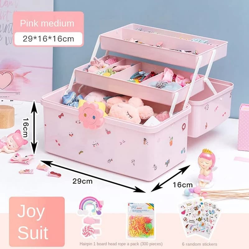 Boîte de rangement d'accessoires pour cheveux portables, corde de tête de bébé, épingle à cheveux, b